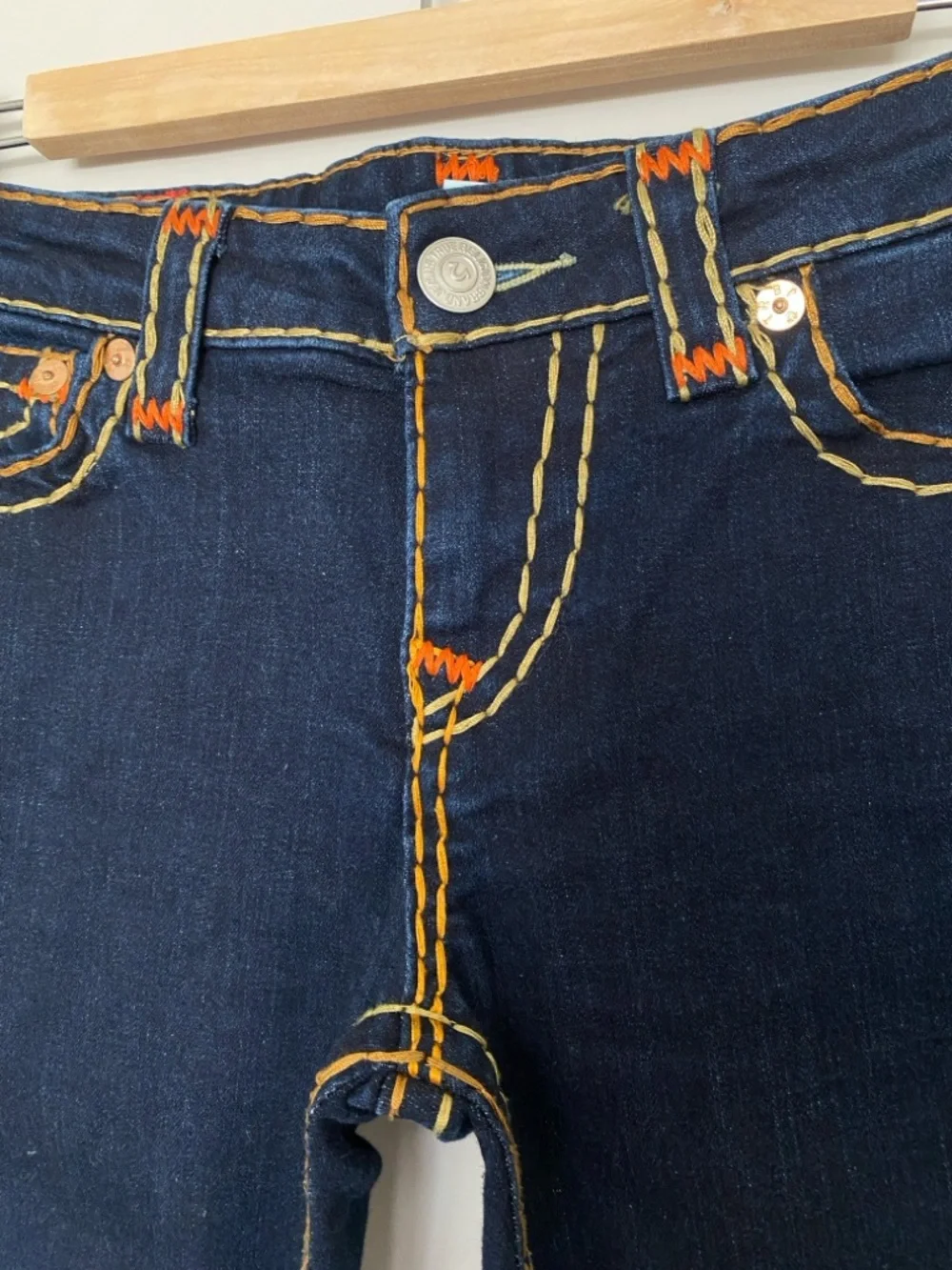 True Religion Womens Becca Mid Rise Bootcut Jean Sz 27 Thick Stitching! Y2K - Picture 6 of 16
